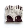 Mitaines Cuir d'Agneau Crochet Bordeaux Blanc Michèle Non Doublées.