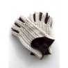 Mitaines Cuir d'Agneau Crochet Bordeaux Blanc Michèle Non Doublées.