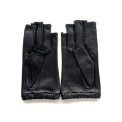 Mitaines en Cuir d'Agneau Noir Evelyne Doublées de Soie