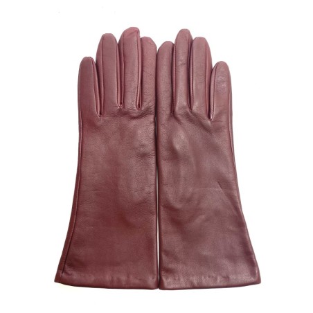 Gants en Cuir d'Agneau Bordeaux Coline Doublés Soie.