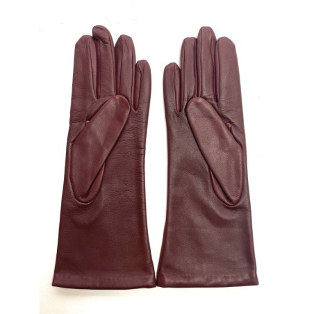 Gants en Cuir d'Agneau Bordeaux Coline Doublés Soie.