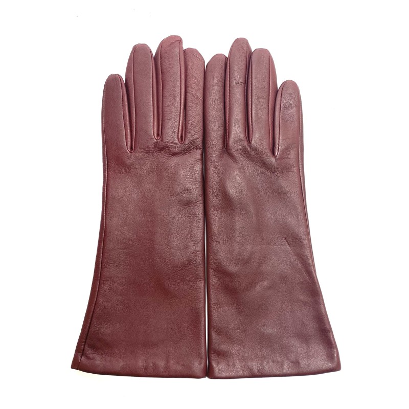 Gants en Cuir d'Agneau Bordeaux Coline Doublés Soie.