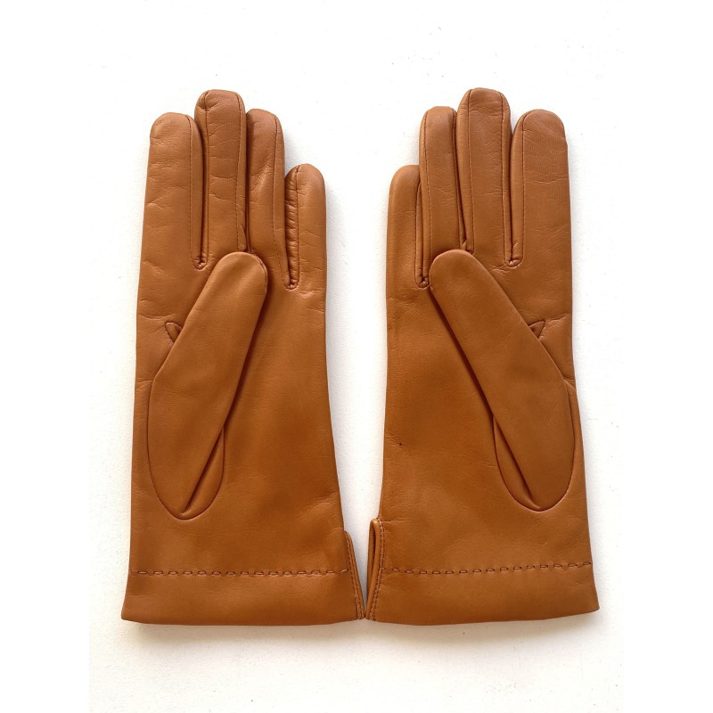 Gants en Cuir d'Agneau Camel Thérèse Doublés Cachemire.