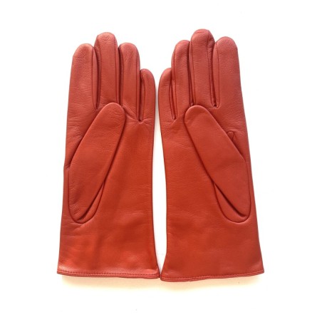 Gants en Cuir d'Agneau Orange Julie Doublés Soie.