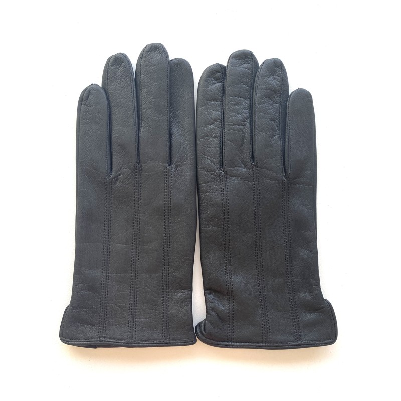 Gants en Cuir de Chèvre Resist Noir Scoot Doublés Soie.