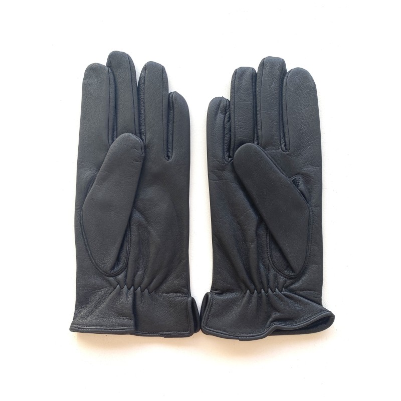 Gants en Cuir de Chèvre Resist Noir Scoot Doublés Soie.