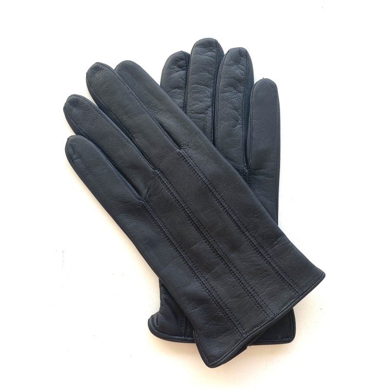 Gants en Cuir de Chèvre Resist Noir Scoot Doublés Soie.