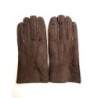 Gants en Cuir d'Agneau Lainé Chocolat Beige Jivago.