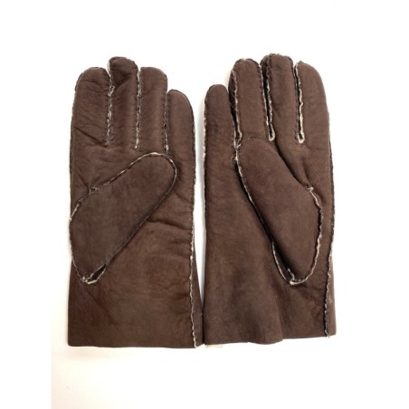 Gants en Cuir d'Agneau Lainé Chocolat Beige Jivago.