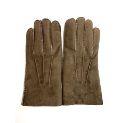 Gants en Cuir d'Agneau Lainé Marron Jivago.