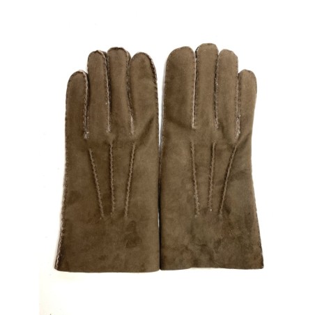 Gants en Cuir d'Agneau Lainé Marron Jivago.
