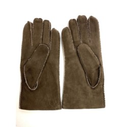 Gants en Cuir d'Agneau Lainé Marron Jivago.