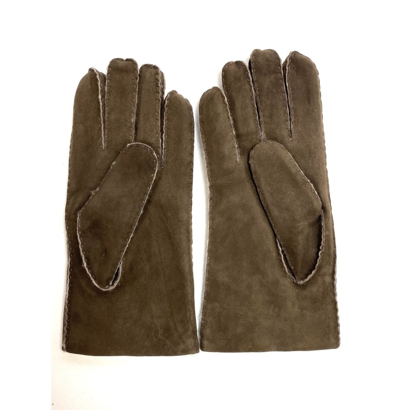 Gants en Cuir d'Agneau Lainé Marron Jivago.