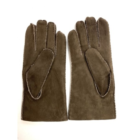 Gants en Cuir d'Agneau Lainé Marron Jivago.