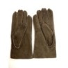 Gants en Cuir d'Agneau Lainé Marron Jivago.