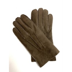 Gants en Cuir d'Agneau Lainé Marron Jivago.