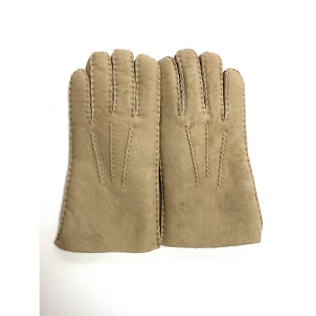 Gants en Cuir d'Agneau Lainé Beige Jivago.