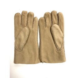 Gants en Cuir d'Agneau Lainé Beige Jivago.