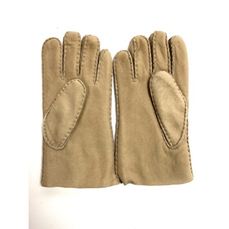 Gants en Cuir d'Agneau Lainé Beige Jivago.