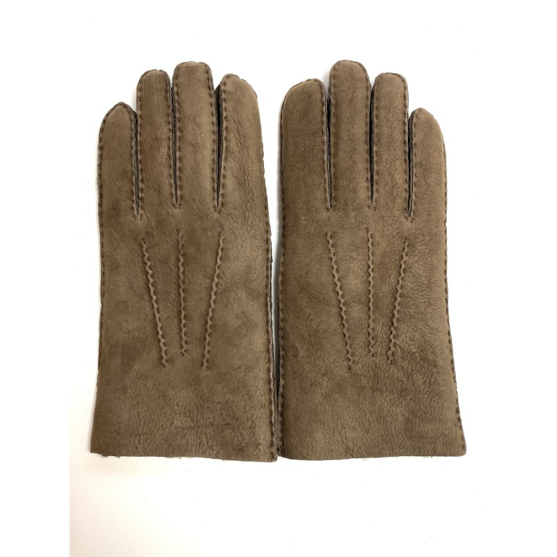 Gants en Cuir d'Agneau Lainé Taupe Jivago.