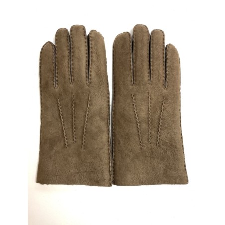 Gants en Cuir d'Agneau Lainé Taupe Jivago.