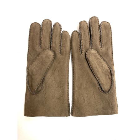 Gants en Cuir d'Agneau Lainé Taupe Jivago.