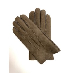 Gants en Cuir d'Agneau Lainé Taupe Jivago.