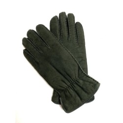 Gants en Cuir d'Agneau Lainé Vert Oksana.