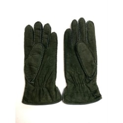 Gants en Cuir d'Agneau Lainé Vert Oksana.