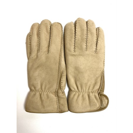 Gants en Cuir d'Agneau Lainé Beige Marko.