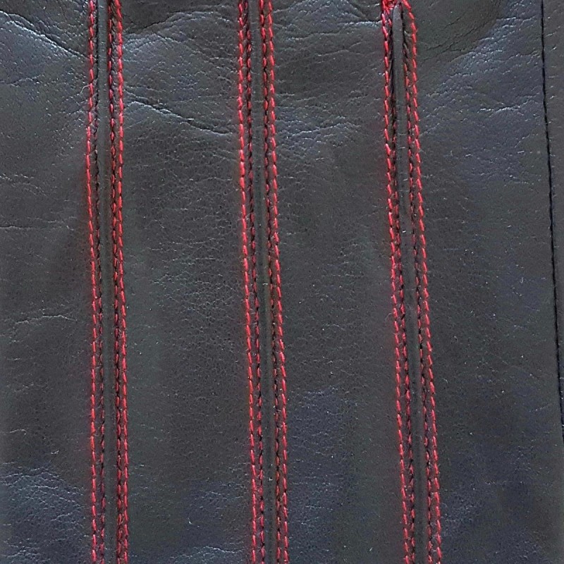 Gants en Cuir d'Agneau Noirs Rouges Georges Doublés en Soie.