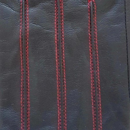 Gants en Cuir d'Agneau Noirs Rouges Georges Doublés en Soie.