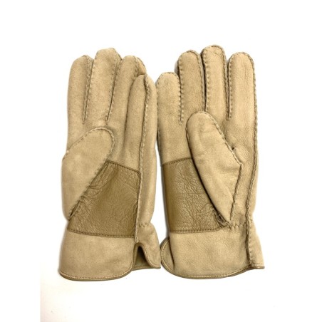 Gants en Cuir d'Agneau Lainé Beige Marko.