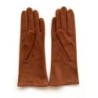 Gant en Cuir Chèvre Velours Cognac Coline Bis Doublés Soie.