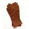 Gant en Cuir Chèvre Velours Cognac Coline Bis Doublés Soie.