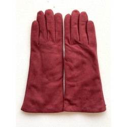 Gant en Cuir Chèvre Velours Bourgogne Coline Bis Doublés Cachemire.