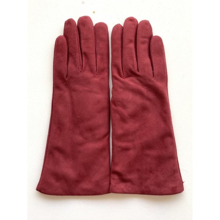 Gant en Cuir Chèvre Velours Bourgogne Coline Bis Doublés Cachemire.