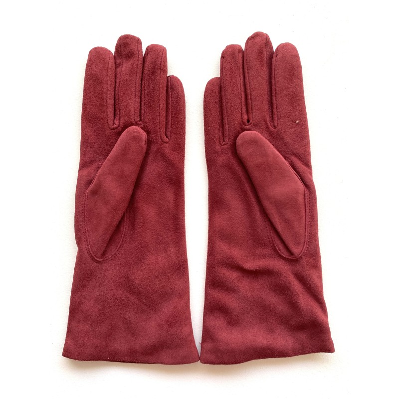 Gant en Cuir Chèvre Velours Bourgogne Coline Bis Doublés Cachemire.