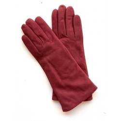 Gant en Cuir Chèvre Velours Bourgogne Coline Bis Doublés Cachemire.