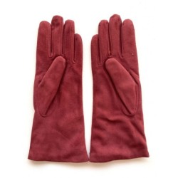 Gant en Cuir Chèvre Velours Bourgogne Coline Bis Doublés Cachemire.