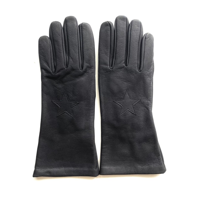 Gants en Cuir de Chèvre Resist Noir Star Scooter Doublés Cachemire
