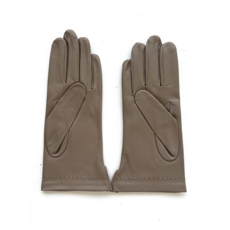 Gants en Cuir d'Agneau Putty Doublés Soie.