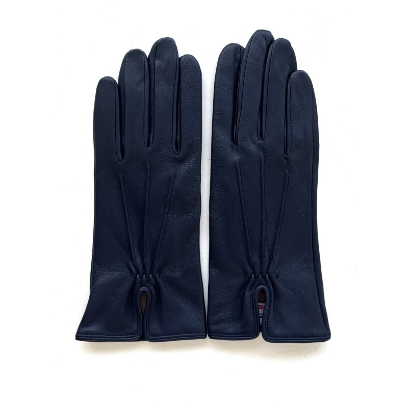 Gants en Cuir d'Agneau Indigo Julie Doublés Soie.