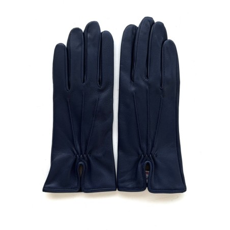 Gants en Cuir d'Agneau Indigo Julie Doublés Soie.