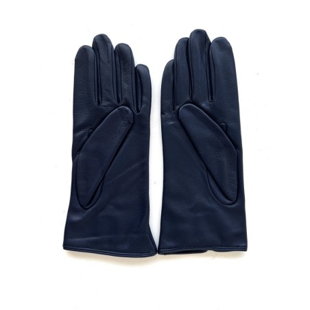 Gants en Cuir d'Agneau Indigo Julie Doublés Soie.