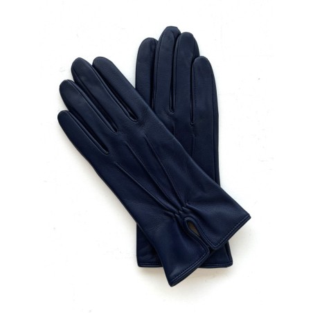 Gants en Cuir d'Agneau Indigo Julie Doublés Soie.
