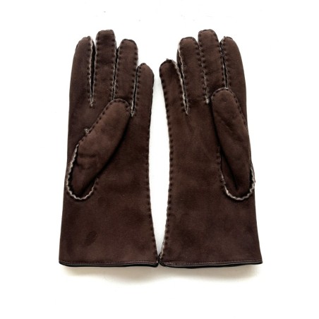 Gants en Cuir d'Agneau Lainé Marron Anastasia.
