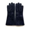 Gants en Cuir d'Agneau Lainé Bleu Anastasia.