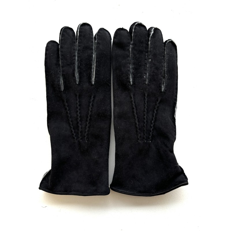 Gants en Cuir d'Agneau Lainé Noir Igor.
