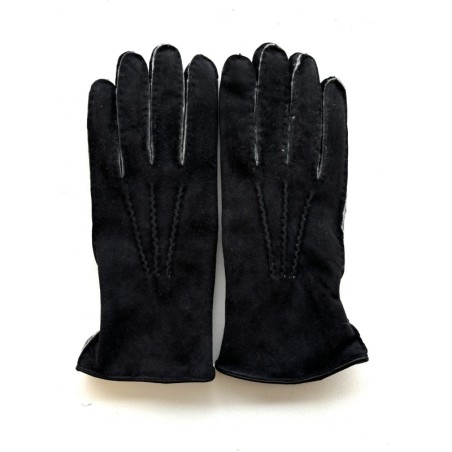 Gants en Cuir d'Agneau Lainé Noir Igor.